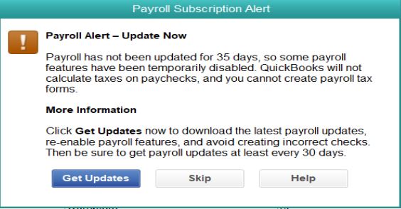 payroll subscription alert if payroll won't update
