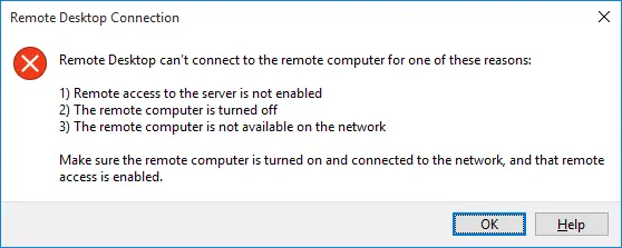 remote desktop can’t connect to the remote computer
