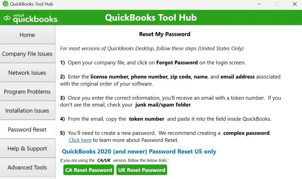 fix password reset or login issues with tool hub