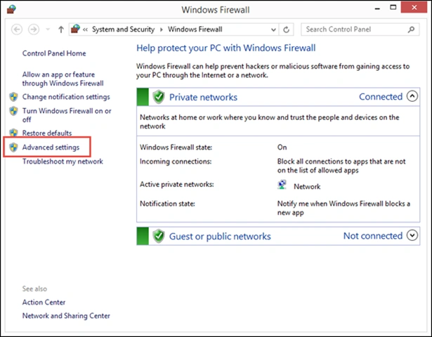 Adding QuickBooks as exception in Windows Firewall settings