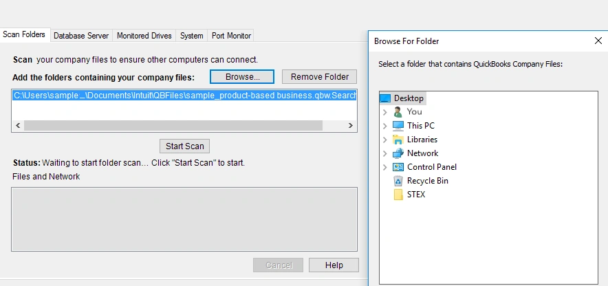 QuickBooks Database Server Manager Start Scan in Tool Hub