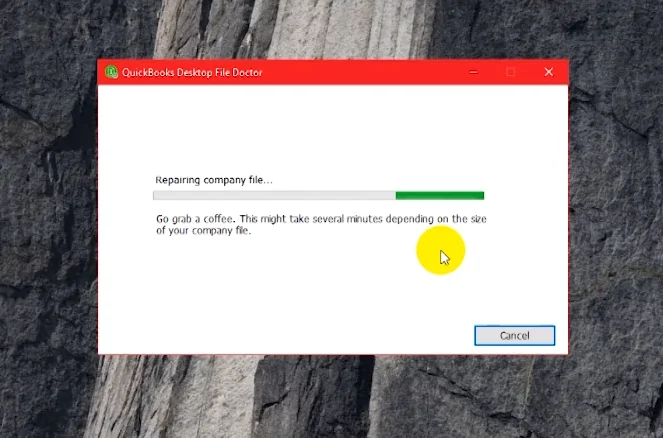 QuickBooks File Doctor scanning and repairing company file