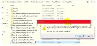 Renaming .ND and .TLG files in QuickBooks company file folder