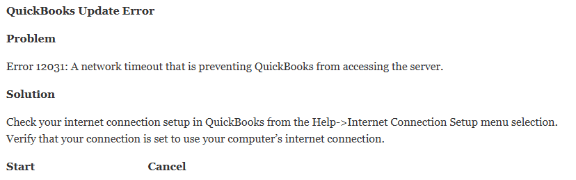 QuickBooks Update Error 12031